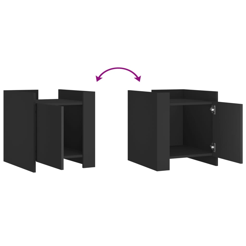 Sleek Black Bedside Cabinet 45x50x50 cm - Durable Engineered Wood