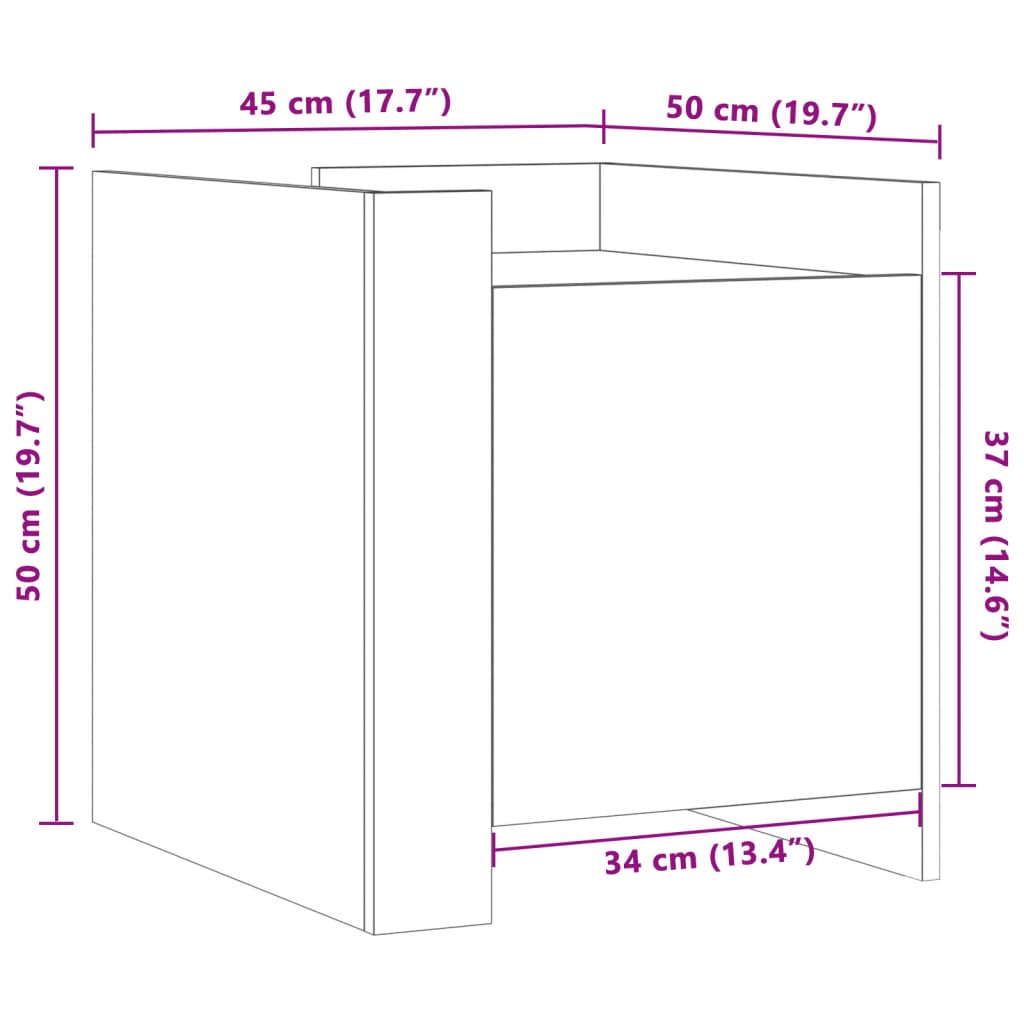 Sleek Black Bedside Cabinet 45x50x50 cm - Durable Engineered Wood
