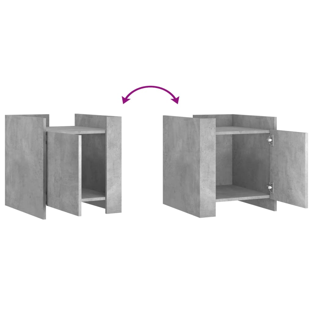 Concrete Grey Bedside Cabinet, 45x50x50 cm, Engineered Wood