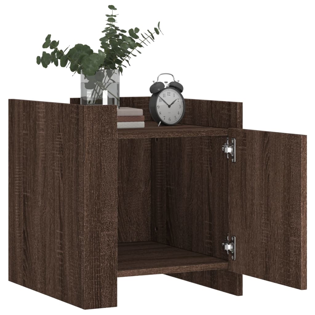 Brown Oak Bedside Cabinet 45x50x50 cm - Stylish Engineered Wood