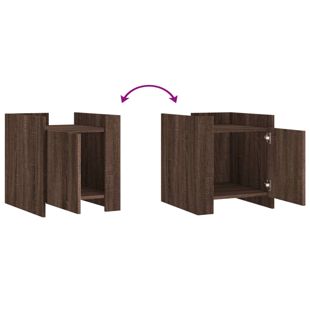 Brown Oak Bedside Cabinet 45x50x50 cm - Stylish Engineered Wood