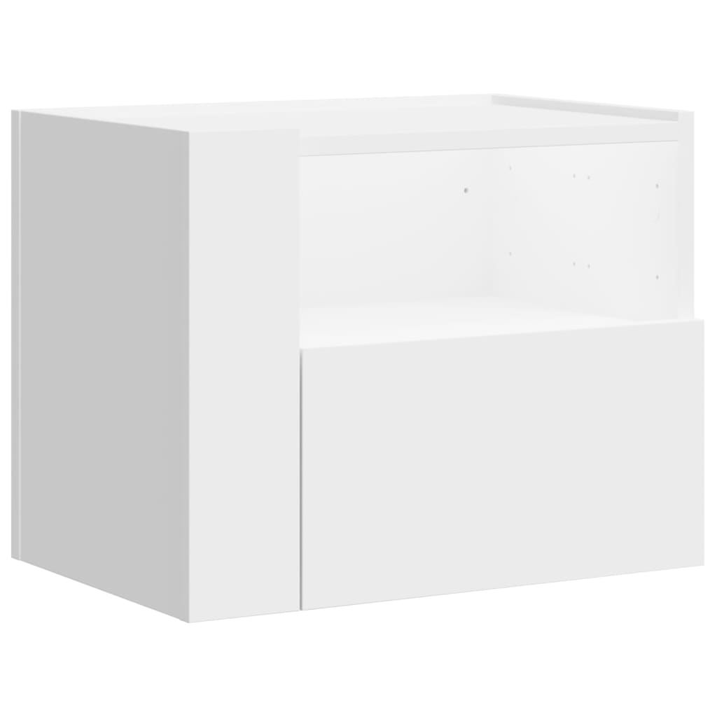 Sleek White Wall-Mounted Bedside Cabinet - 45x30x35 cm