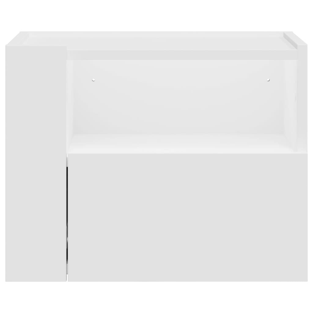 Sleek White Wall-Mounted Bedside Cabinet - 45x30x35 cm