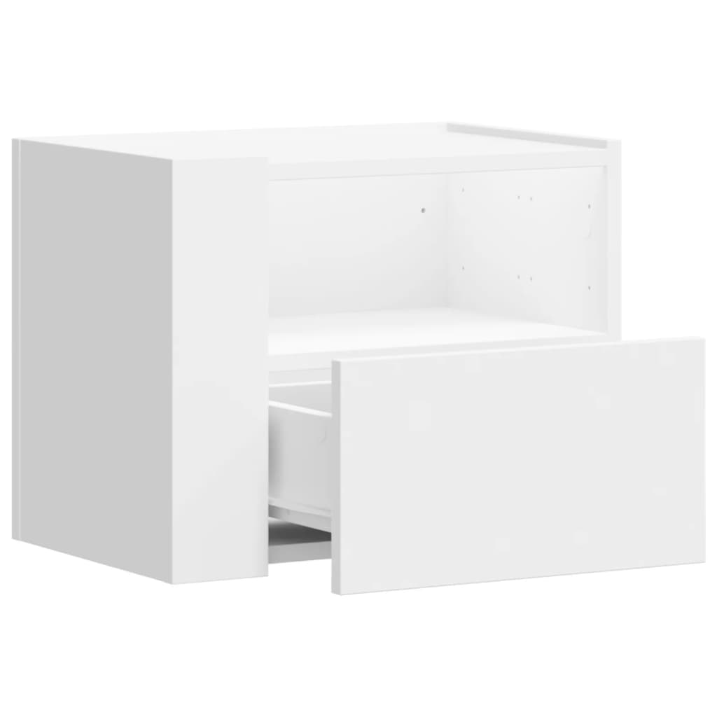 Sleek White Wall-Mounted Bedside Cabinet - 45x30x35 cm