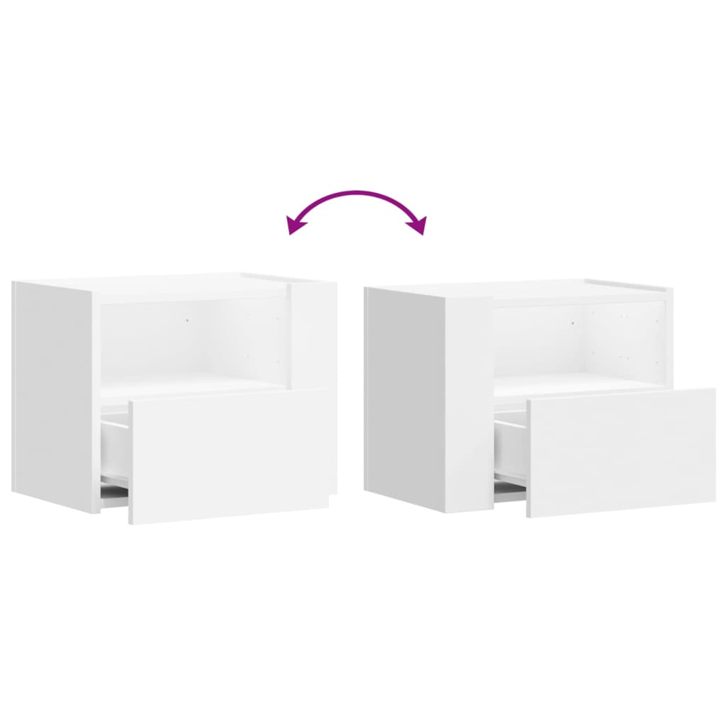 Sleek White Wall-Mounted Bedside Cabinet - 45x30x35 cm