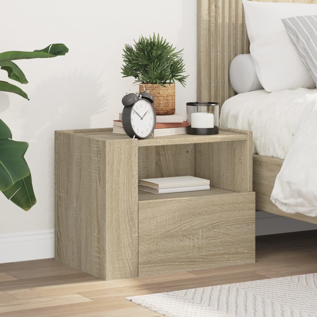 Sonoma Oak Wall-Mounted Bedside Cabinet 45x30x35 cm - Stylish Storage