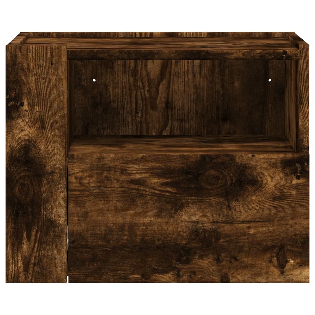 Smoked Oak Wall-Mounted Bedside Cabinet - 45x30x35 cm