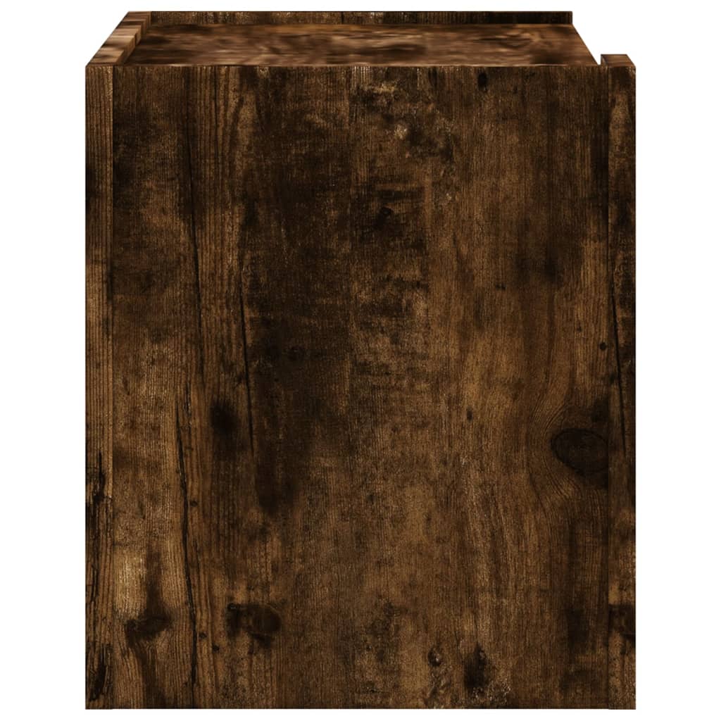 Smoked Oak Wall-Mounted Bedside Cabinet - 45x30x35 cm