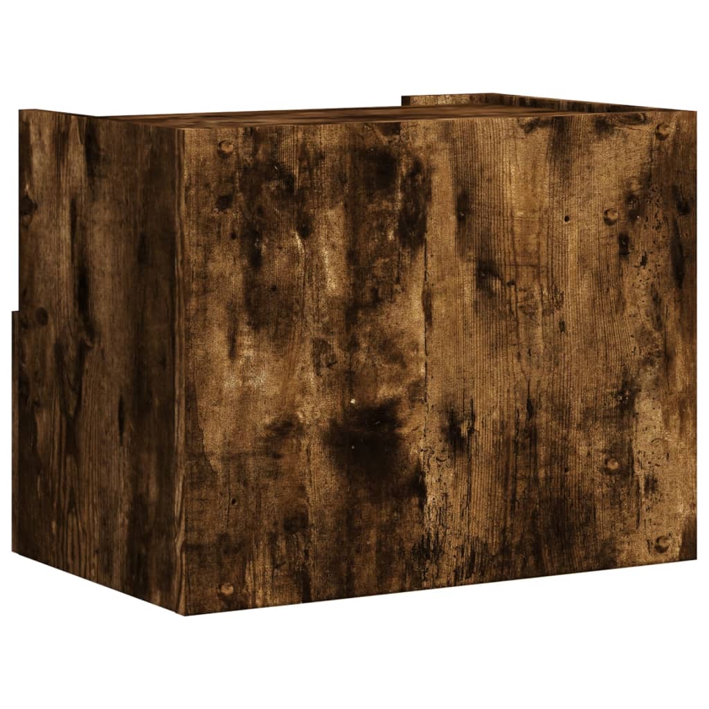 Smoked Oak Wall-Mounted Bedside Cabinet - 45x30x35 cm