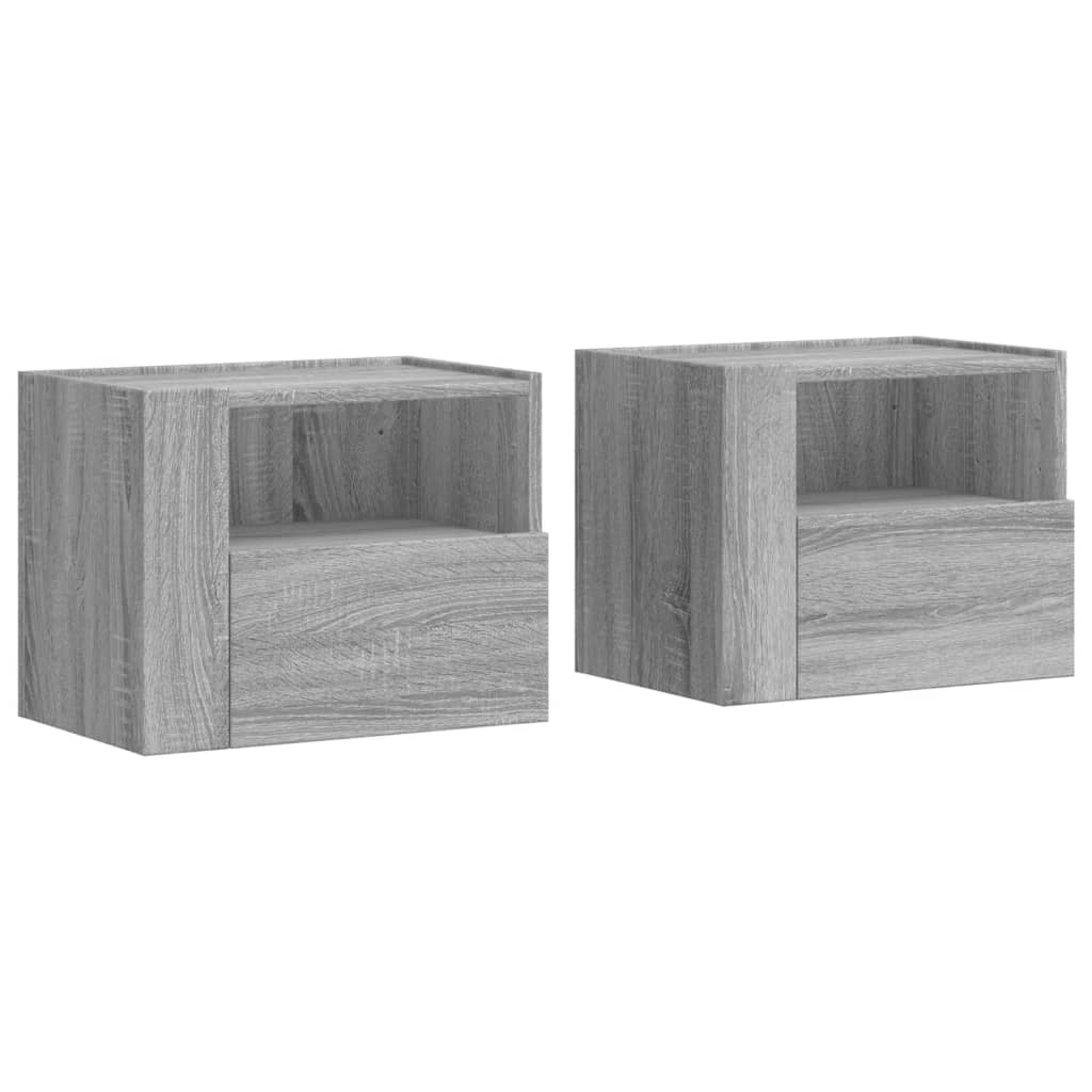 Grey Sonoma Wall-Mounted Bedside Cabinets, Set of 2 - 45x30x35 cm