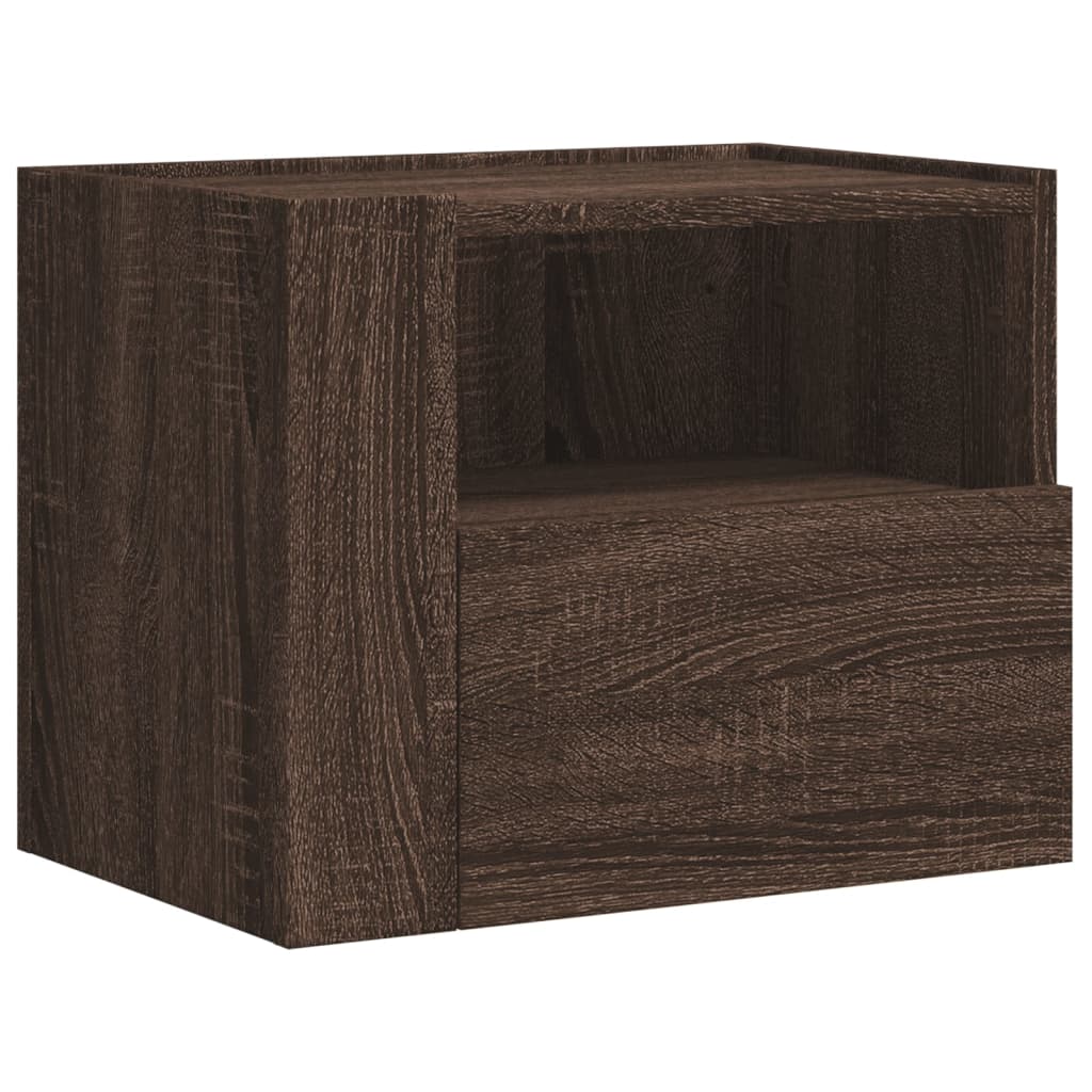 Brown Oak Wall-Mounted Bedside Cabinet 45x30x35 cm - Stylish Storage