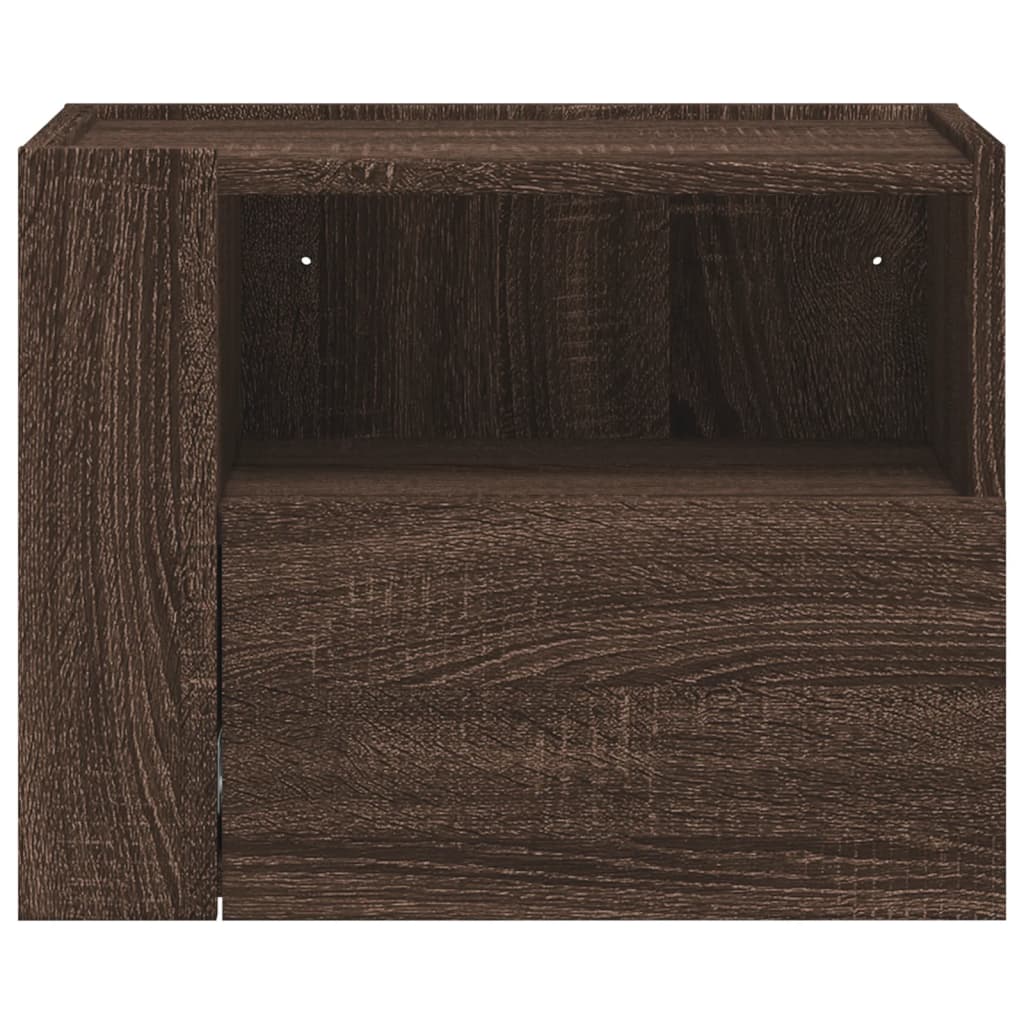 Brown Oak Wall-Mounted Bedside Cabinet 45x30x35 cm - Stylish Storage