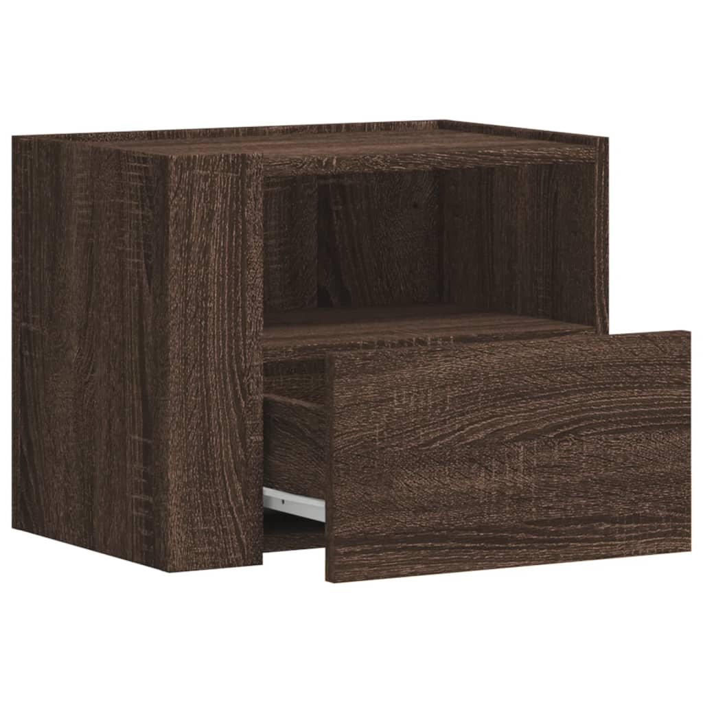 Brown Oak Wall-Mounted Bedside Cabinet 45x30x35 cm - Stylish Storage