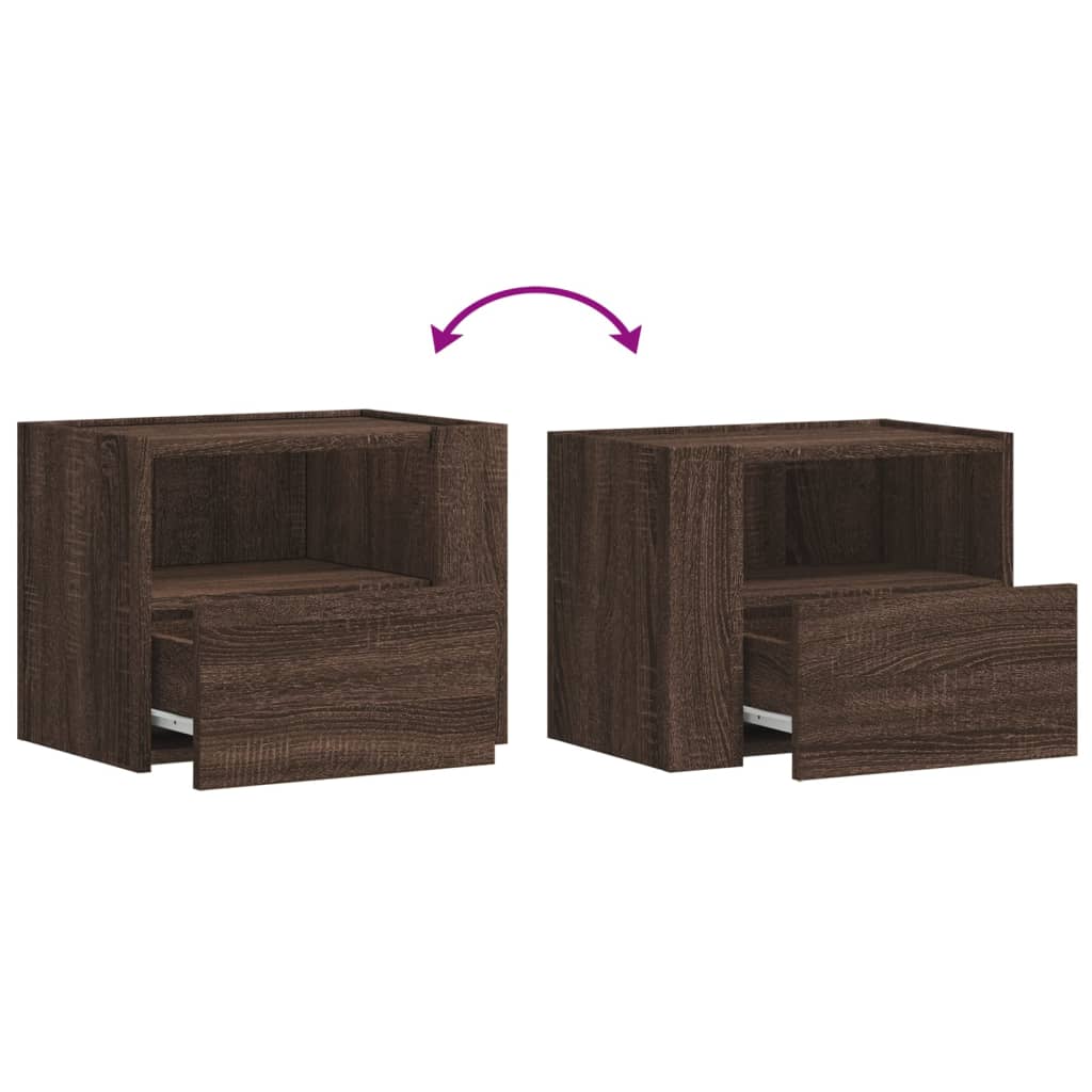 Brown Oak Wall-Mounted Bedside Cabinet 45x30x35 cm - Stylish Storage