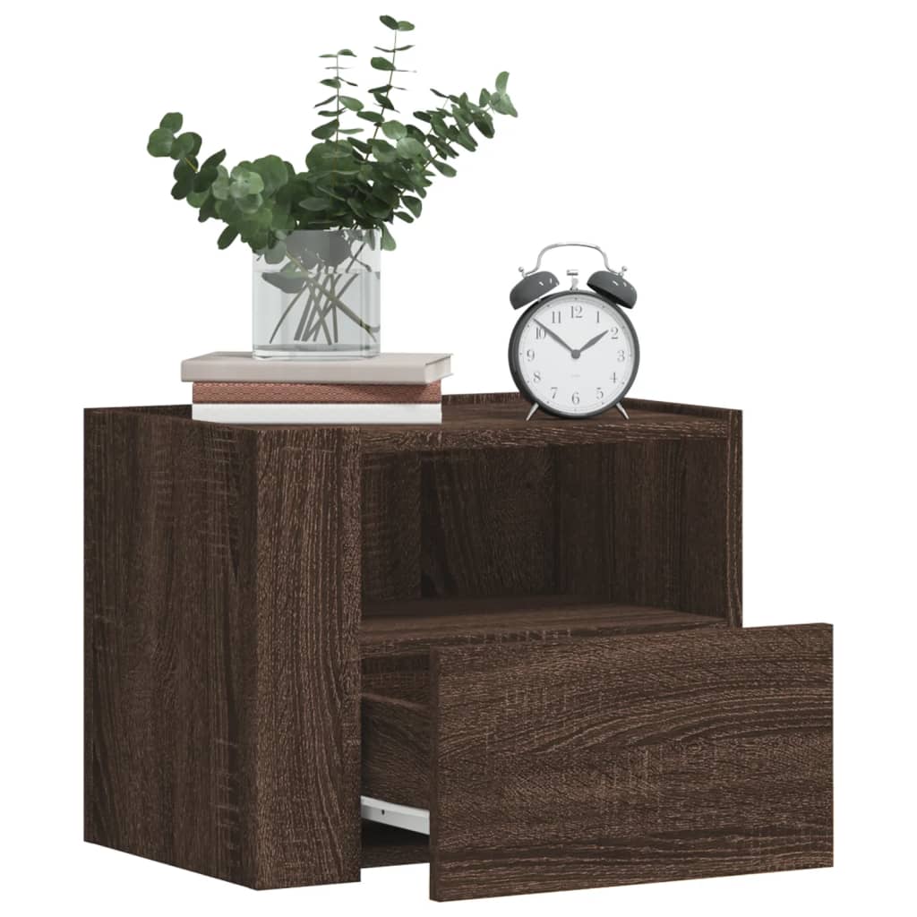 Brown Oak Wall-Mounted Bedside Cabinet 45x30x35 cm - Stylish Storage