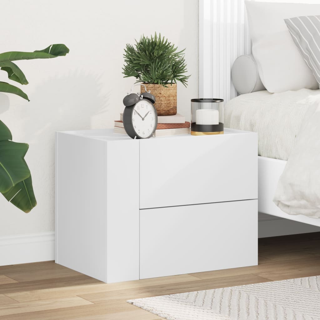 White Wall-Mounted Bedside Cabinet - Space-Saving 45x30x35 cm