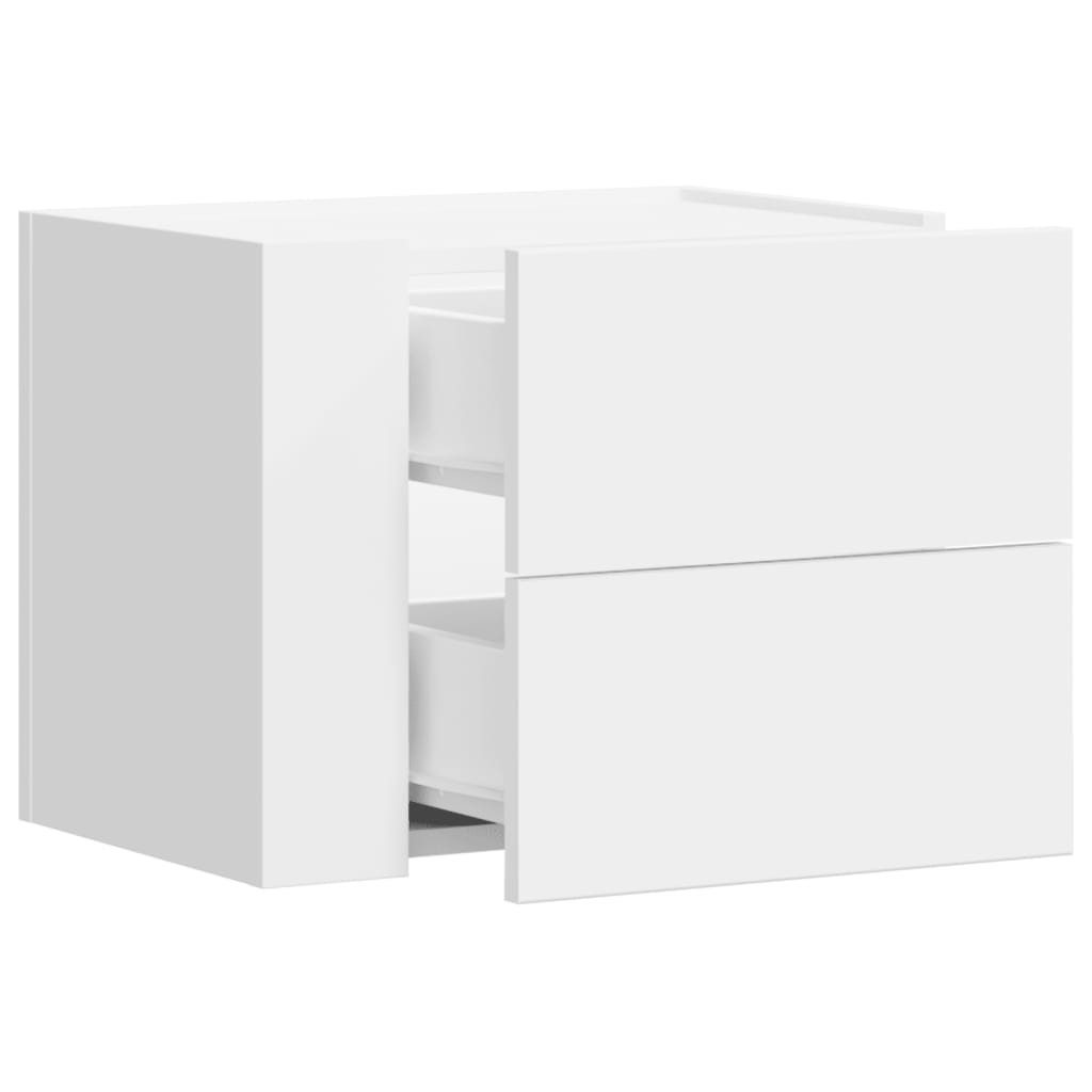 White Wall-Mounted Bedside Cabinet - Space-Saving 45x30x35 cm
