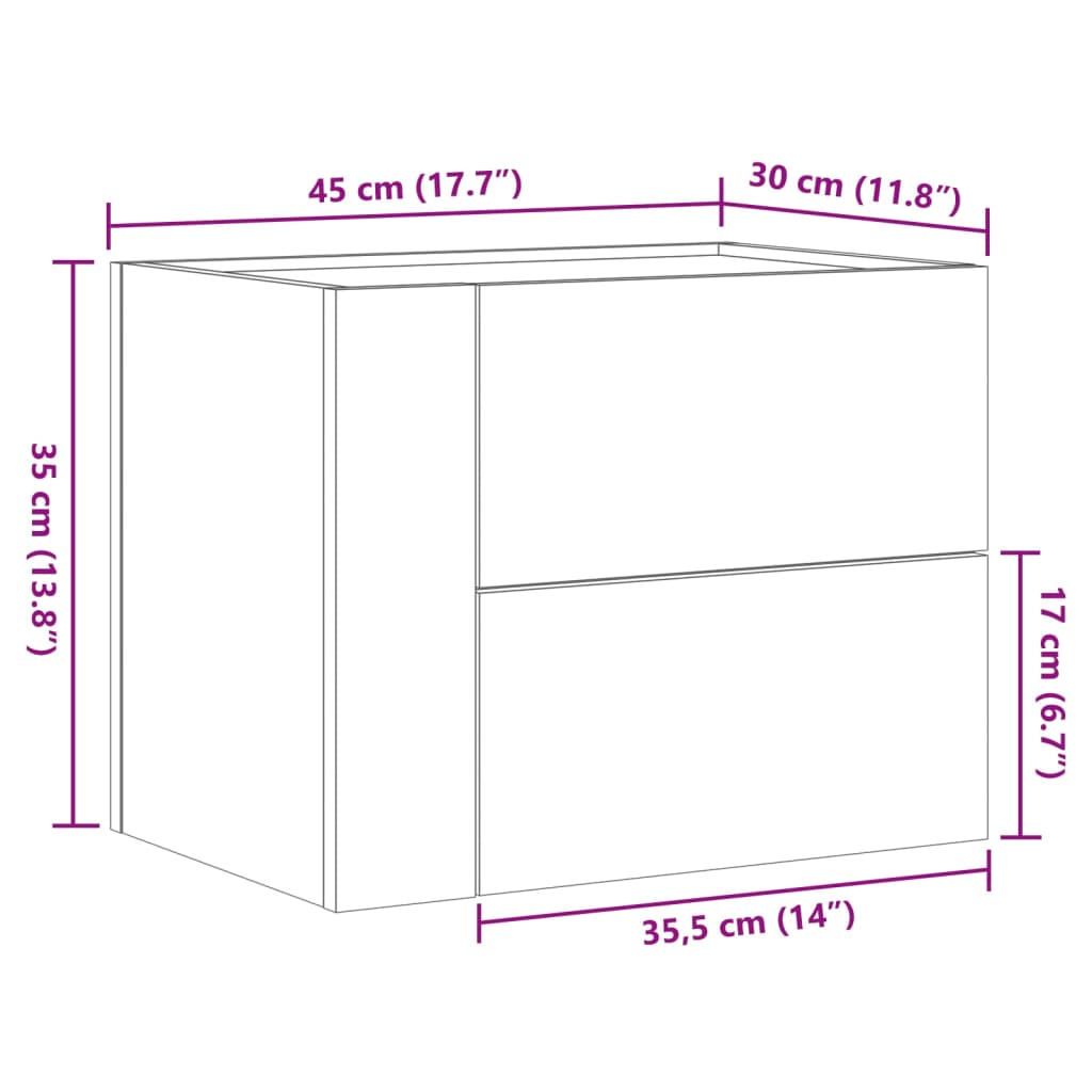 White Wall-Mounted Bedside Cabinet - Space-Saving 45x30x35 cm