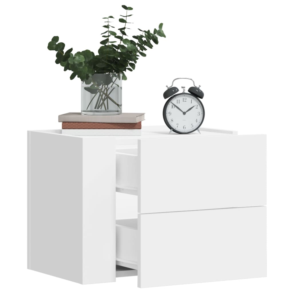 White Wall-Mounted Bedside Cabinet - Space-Saving 45x30x35 cm