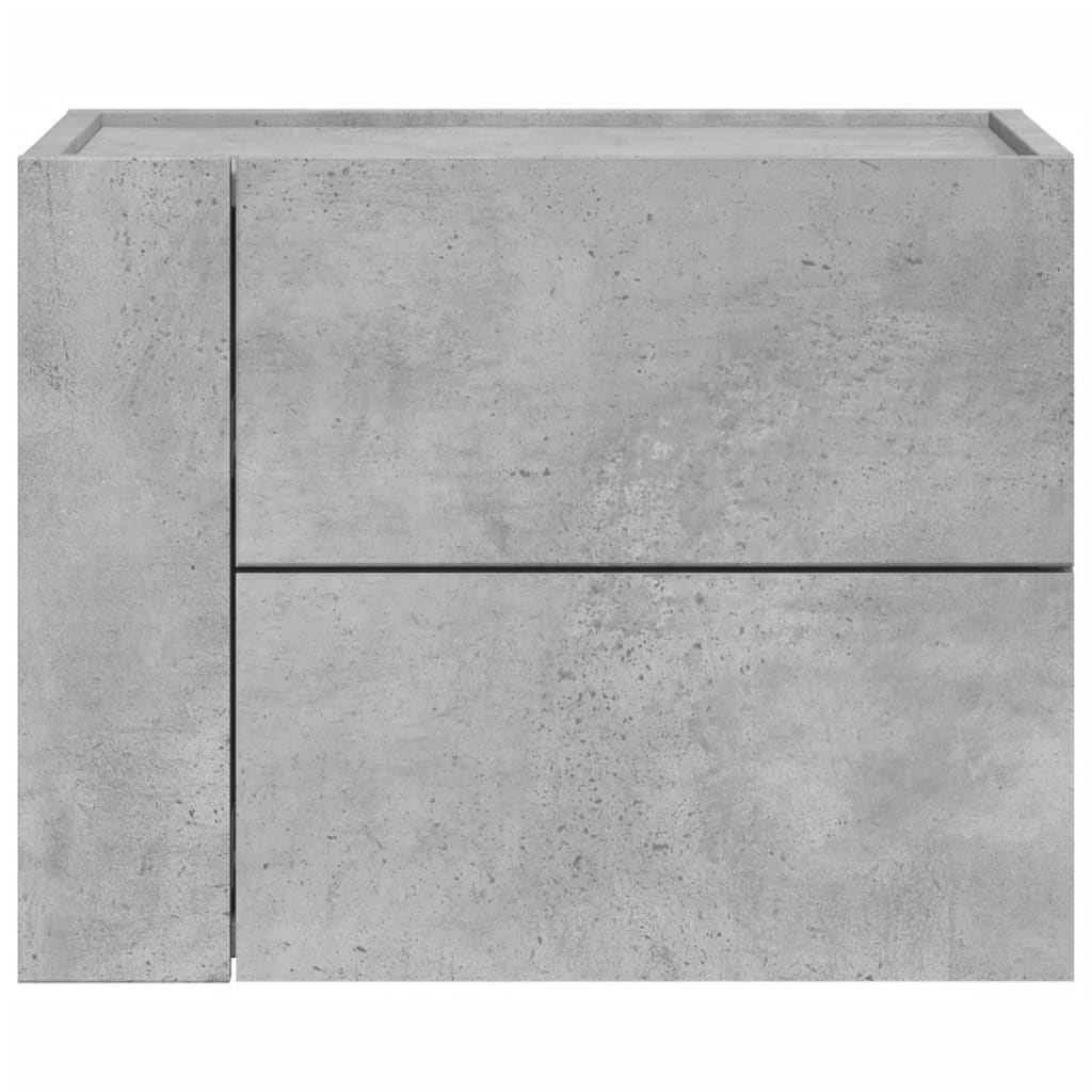 Concrete Grey Wall-Mounted Bedside Cabinets Set of 2 - 45x30x35 cm
