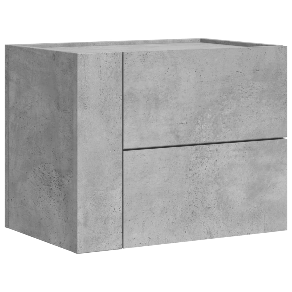Concrete Grey Wall-Mounted Bedside Cabinets Set of 2 - 45x30x35 cm