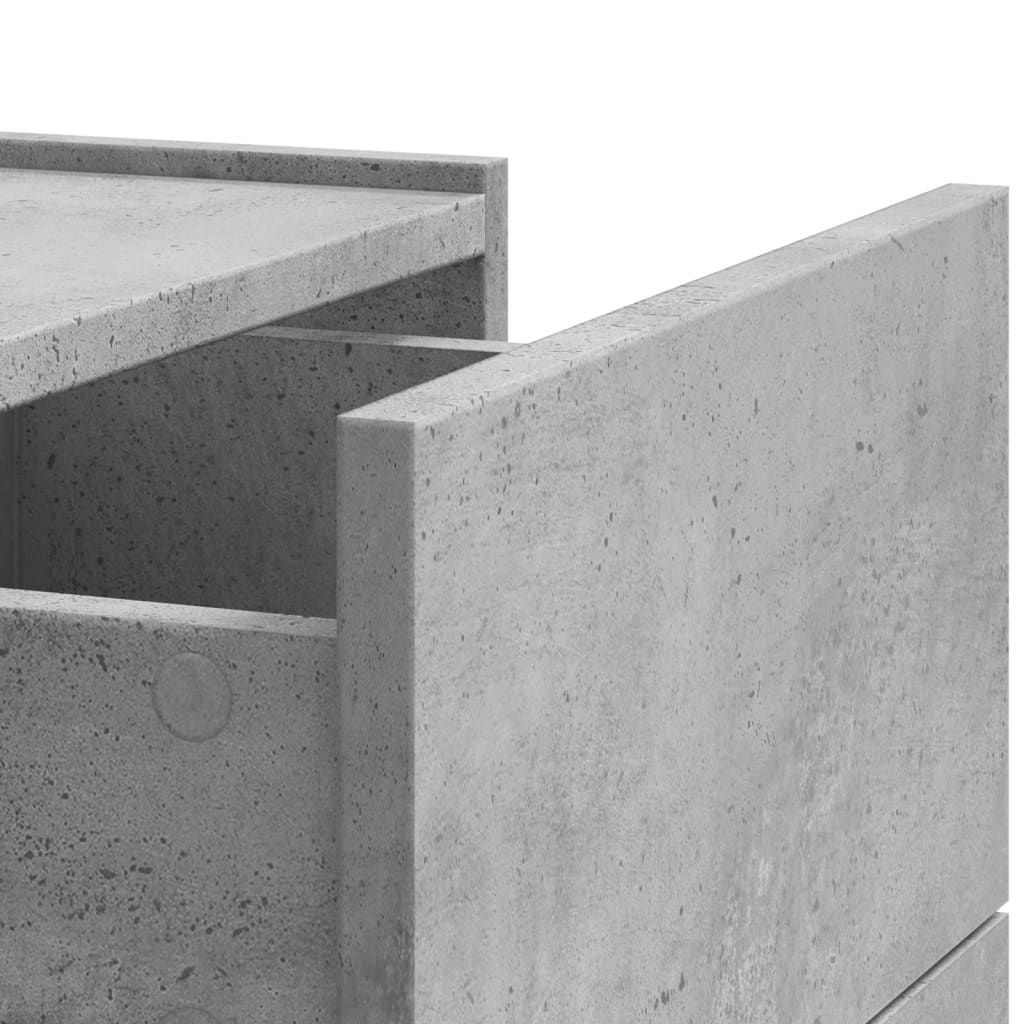 Concrete Grey Wall-Mounted Bedside Cabinets Set of 2 - 45x30x35 cm