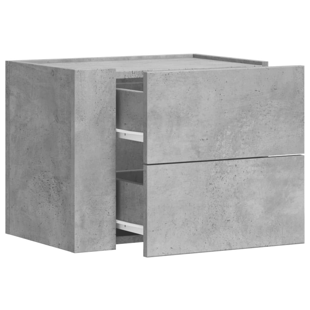 Concrete Grey Wall-Mounted Bedside Cabinets Set of 2 - 45x30x35 cm