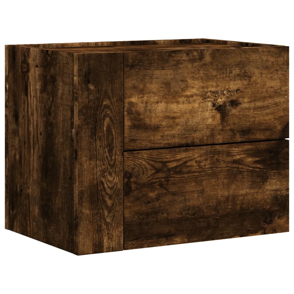 Smoked Oak Wall-Mounted Bedside Cabinets, 2 Pack, 45x30x35 cm
