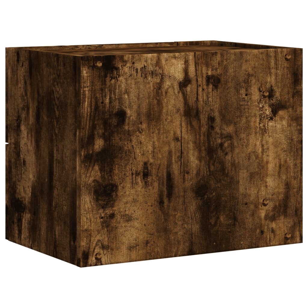 Smoked Oak Wall-Mounted Bedside Cabinets, 2 Pack, 45x30x35 cm