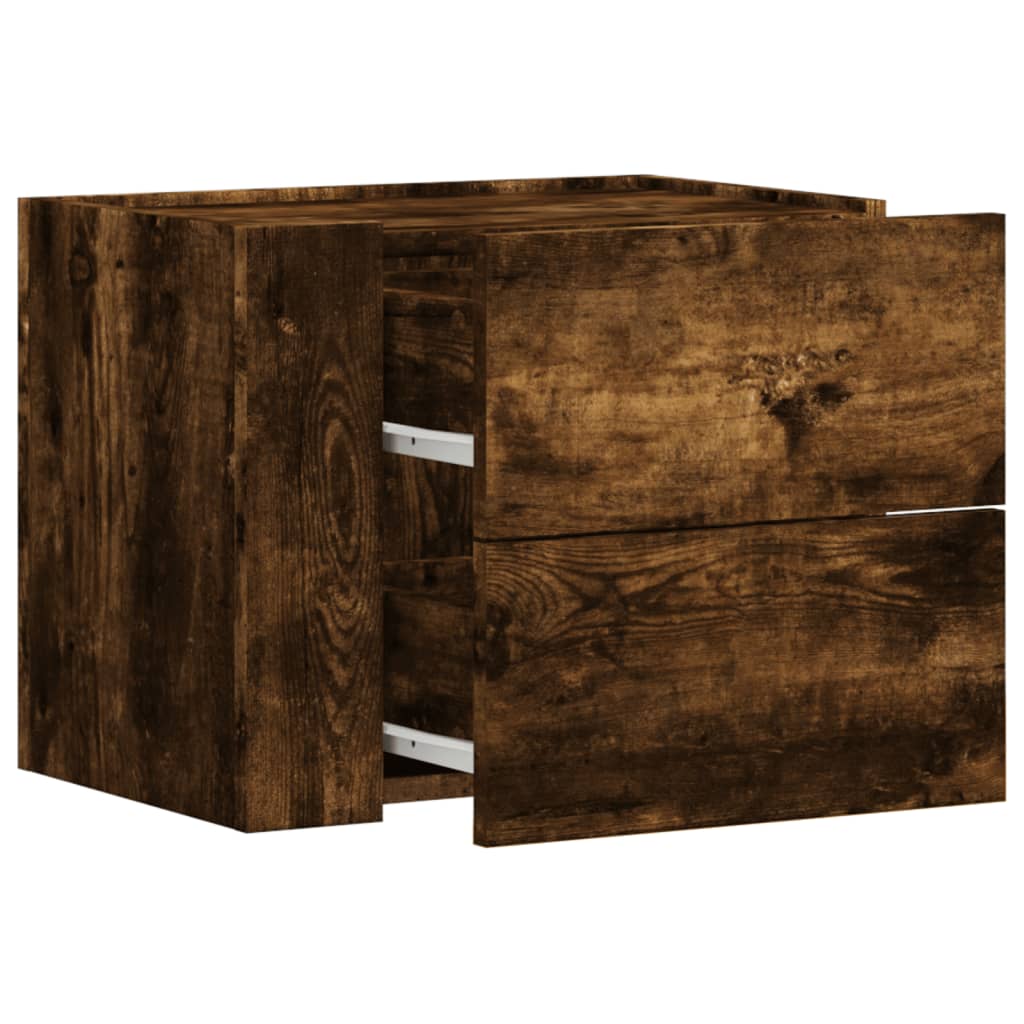 Smoked Oak Wall-Mounted Bedside Cabinets, 2 Pack, 45x30x35 cm