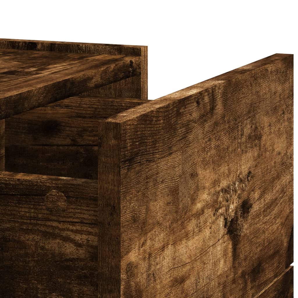 Smoked Oak Wall-Mounted Bedside Cabinets, 2 Pack, 45x30x35 cm