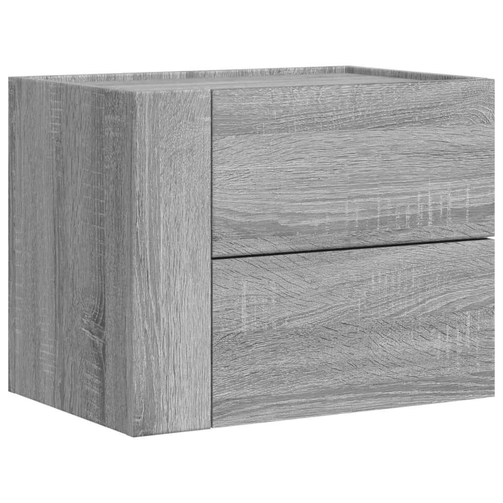 Set of 2 Grey Sonoma Wall-Mounted Bedside Cabinets, 45x30x35 cm