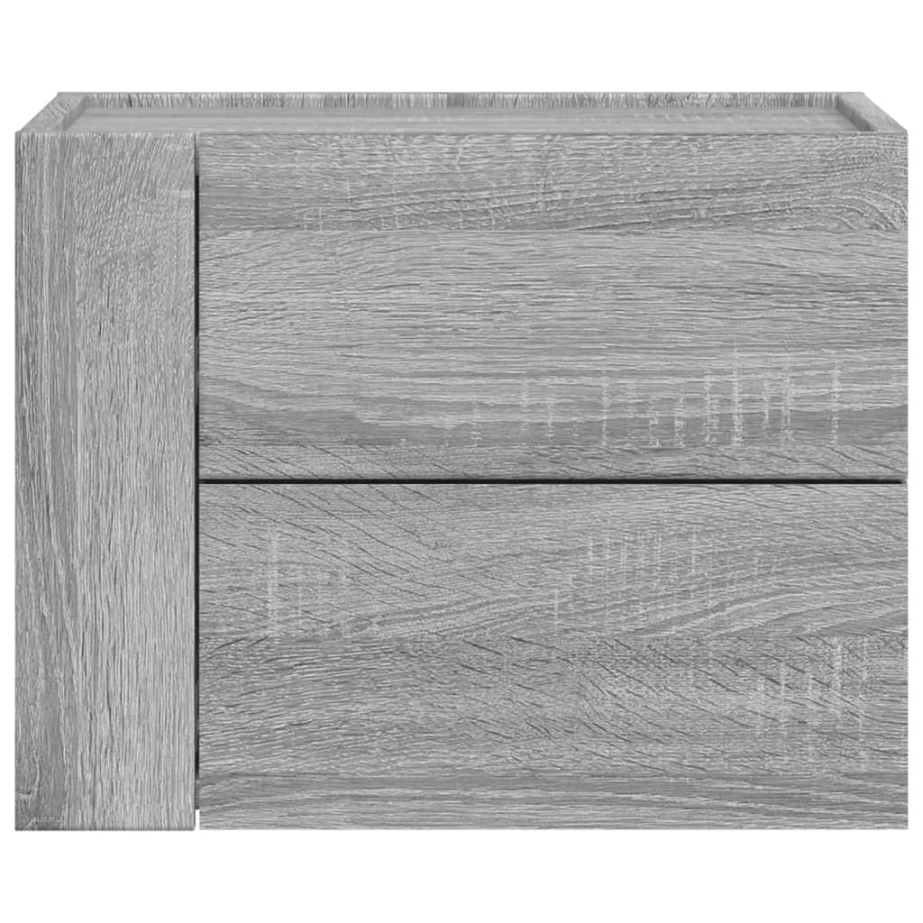 Set of 2 Grey Sonoma Wall-Mounted Bedside Cabinets, 45x30x35 cm
