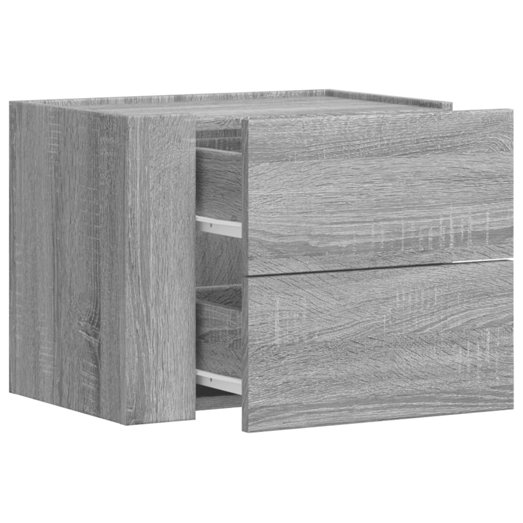 Set of 2 Grey Sonoma Wall-Mounted Bedside Cabinets, 45x30x35 cm
