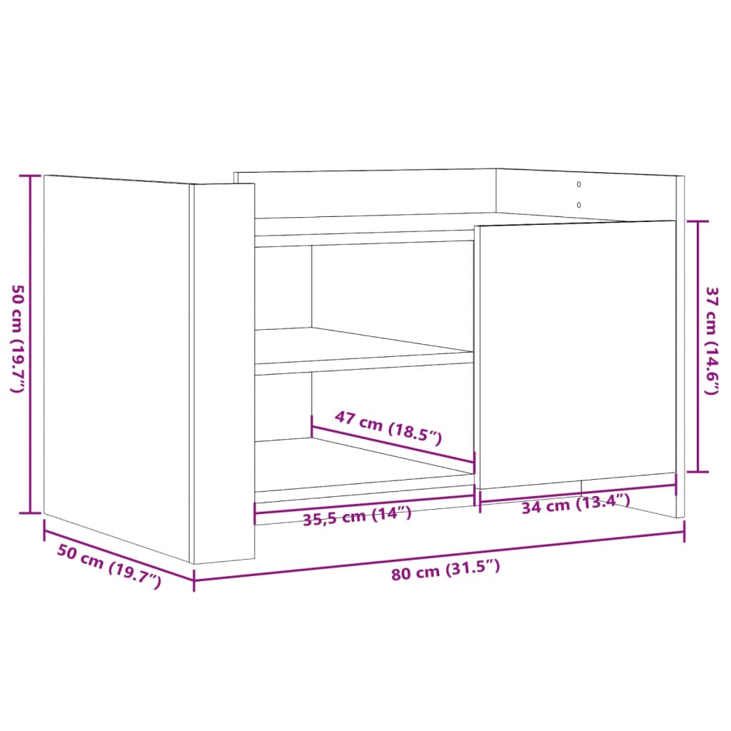 Coffee Table White 80x50x50 cm Engineered Wood