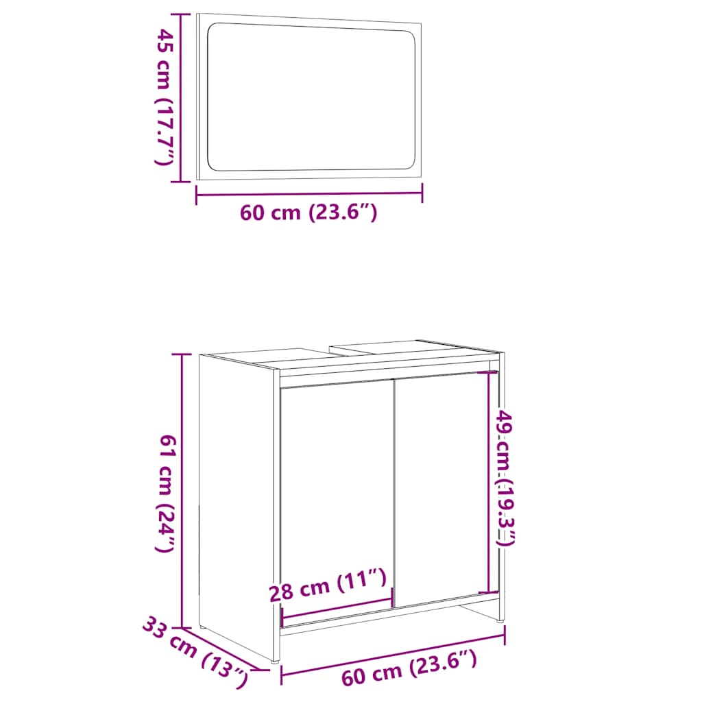 Sonoma Oak Bathroom Furniture Set in Engineered Wood