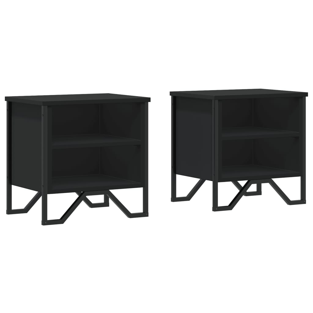 Set of 2 Black Engineered Wood Bedside Cabinets 40x30x40 cm