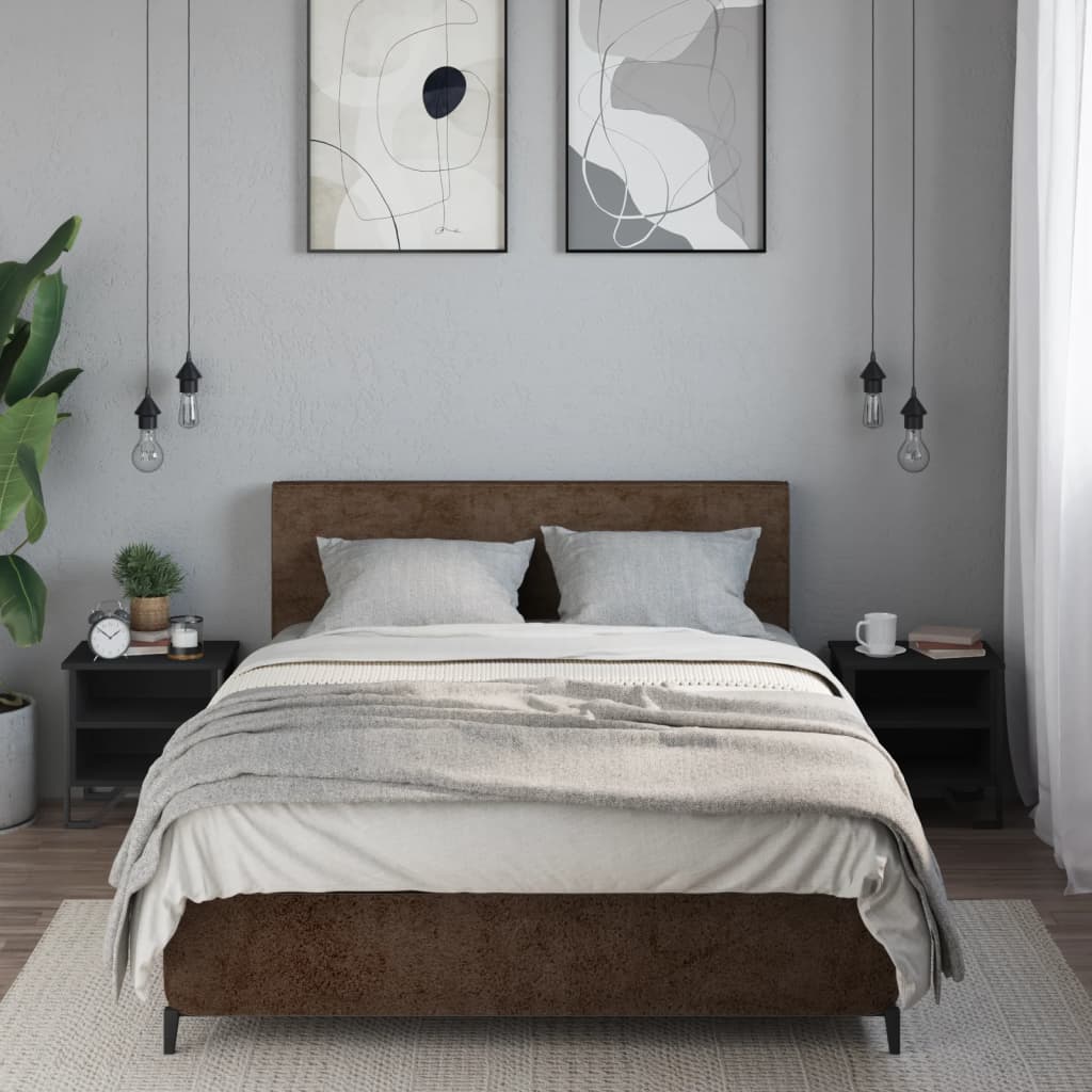 Set of 2 Black Engineered Wood Bedside Cabinets 40x30x40 cm