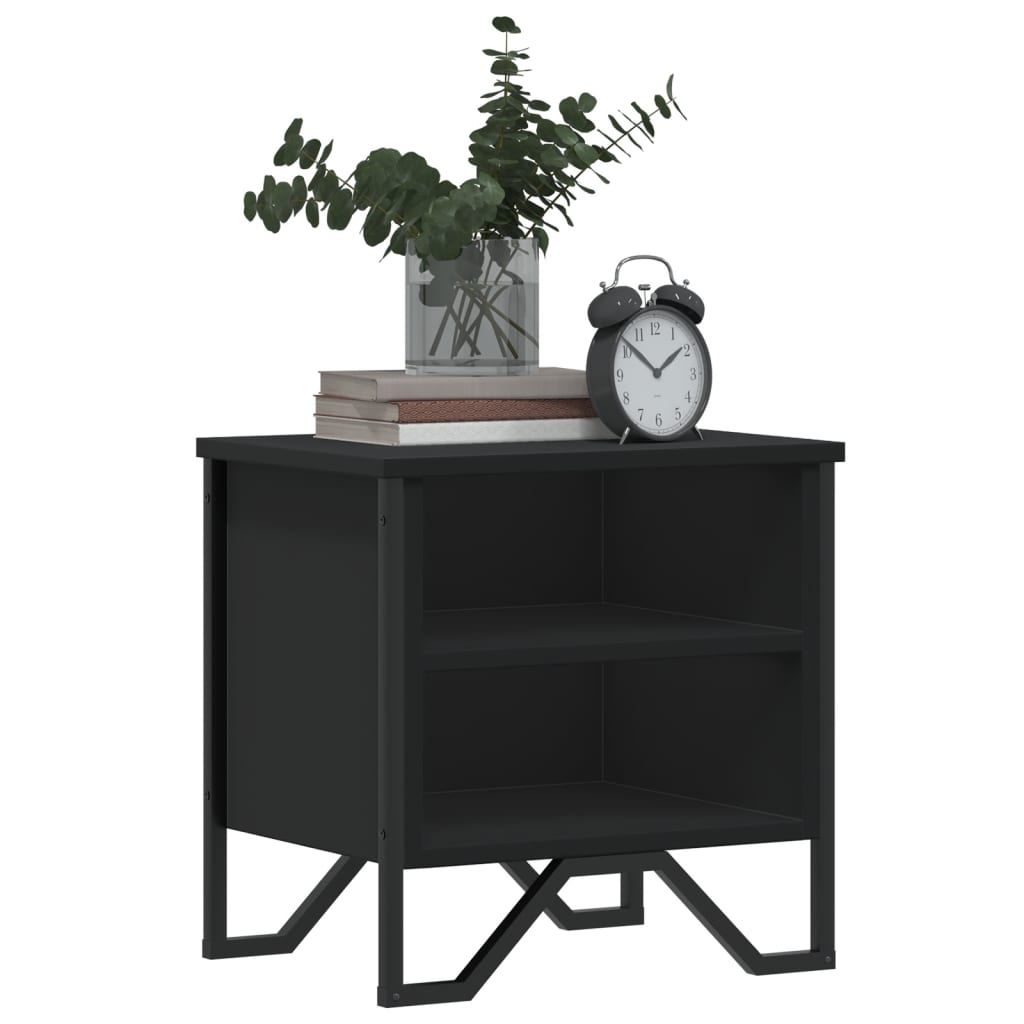 Set of 2 Black Engineered Wood Bedside Cabinets 40x30x40 cm