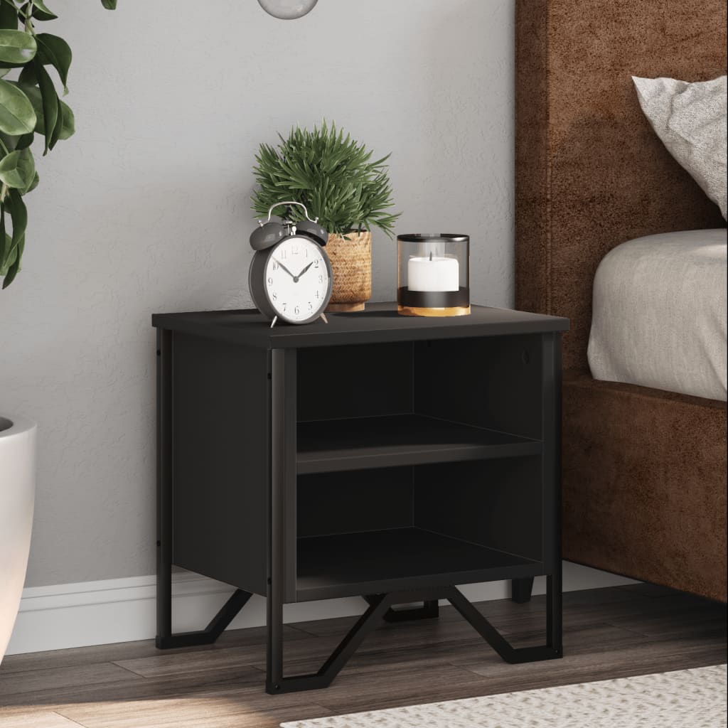 Set of 2 Black Engineered Wood Bedside Cabinets 40x30x40 cm