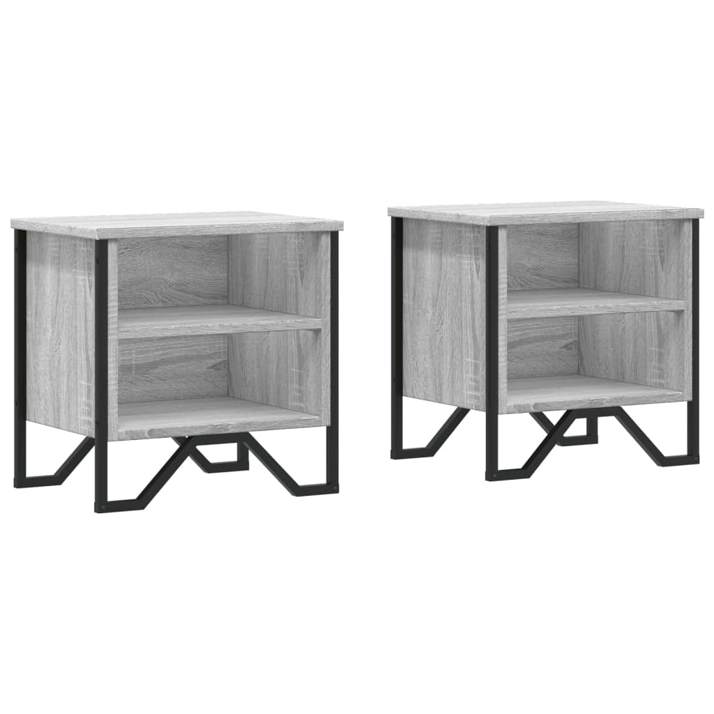 Set of 2 Grey Sonoma Bedside Cabinets - 40x30x40 cm Engineered Wood