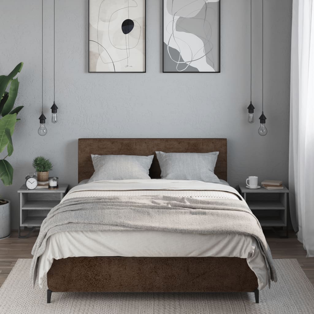 Set of 2 Grey Sonoma Bedside Cabinets - 40x30x40 cm Engineered Wood