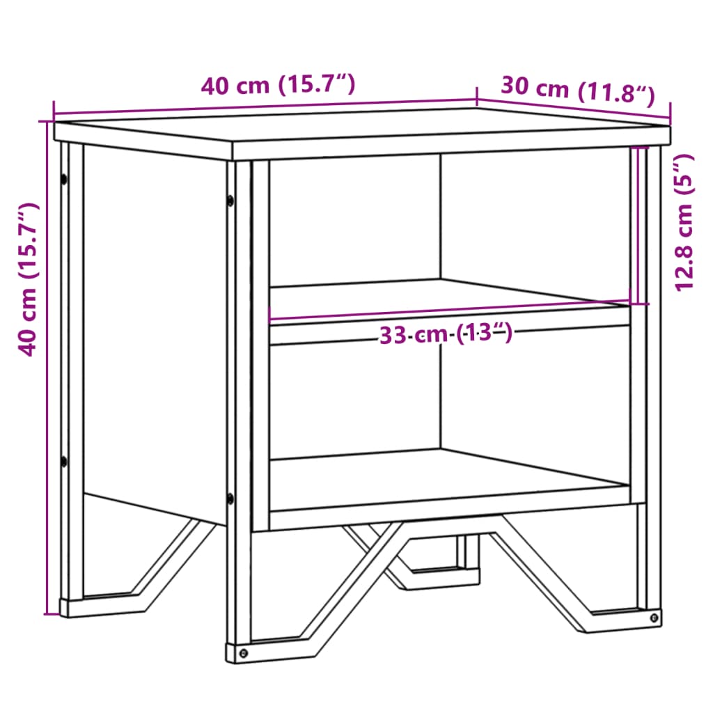 Set of 2 Grey Sonoma Bedside Cabinets - 40x30x40 cm Engineered Wood