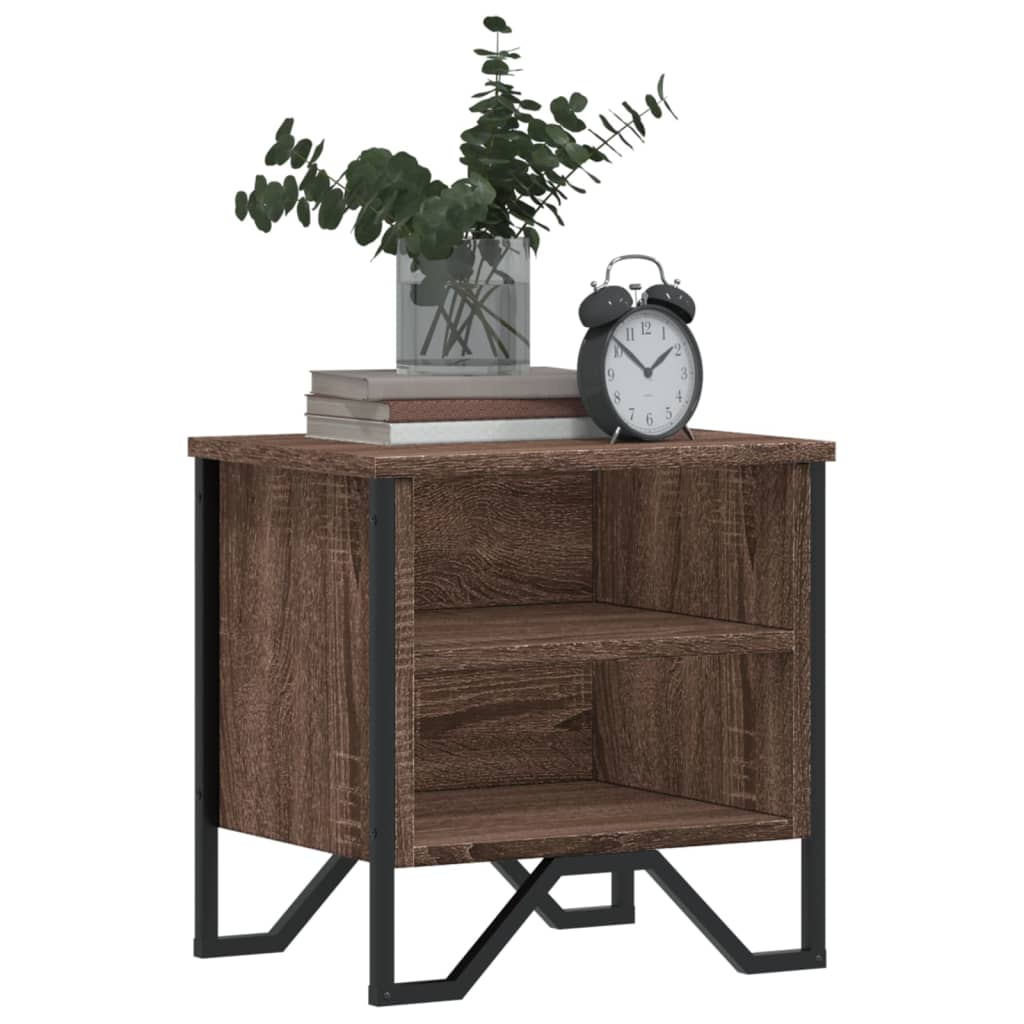 Brown Oak Bedside Cabinet 40x30x40 cm - Engineered Wood Elegance