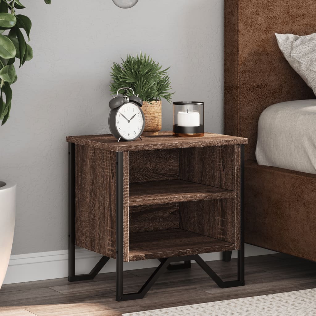 Brown Oak Bedside Cabinet 40x30x40 cm - Engineered Wood Elegance
