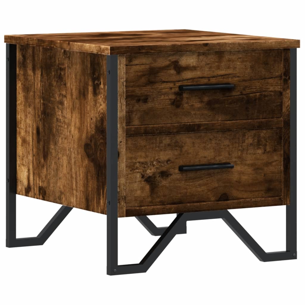 Smoked Oak Bedside Cabinet 40x41x40 cm - Engineered Wood