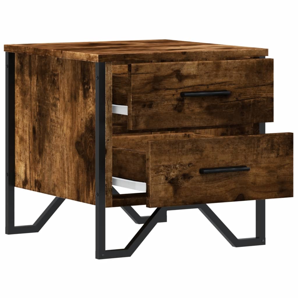 Smoked Oak Bedside Cabinet 40x41x40 cm - Engineered Wood