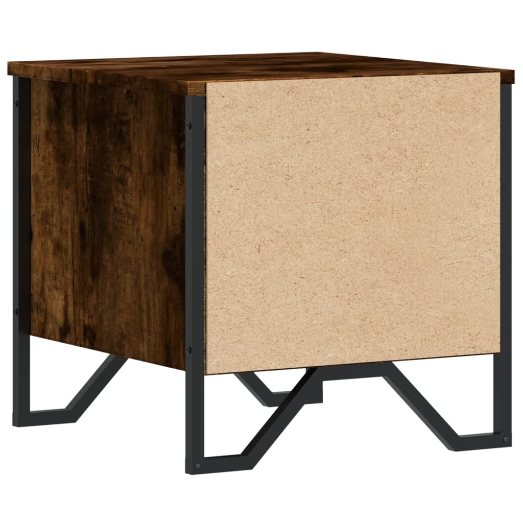 Smoked Oak Bedside Cabinet 40x41x40 cm - Engineered Wood