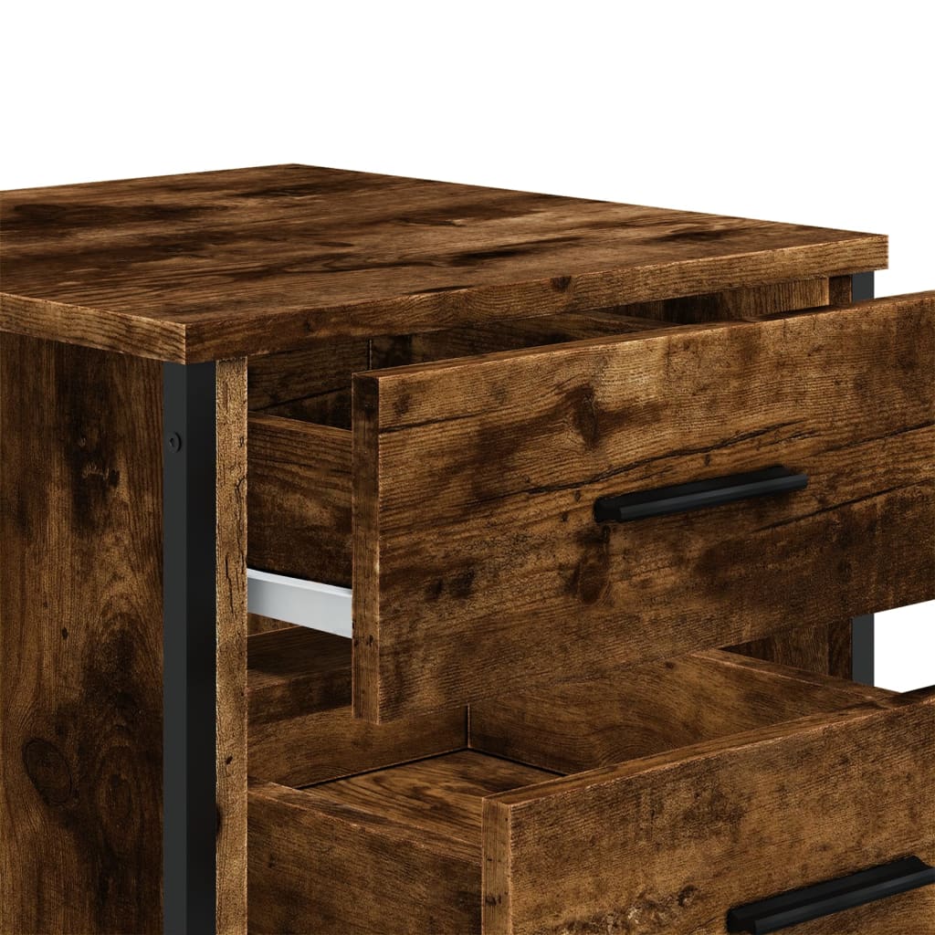 Smoked Oak Bedside Cabinet 40x41x40 cm - Engineered Wood