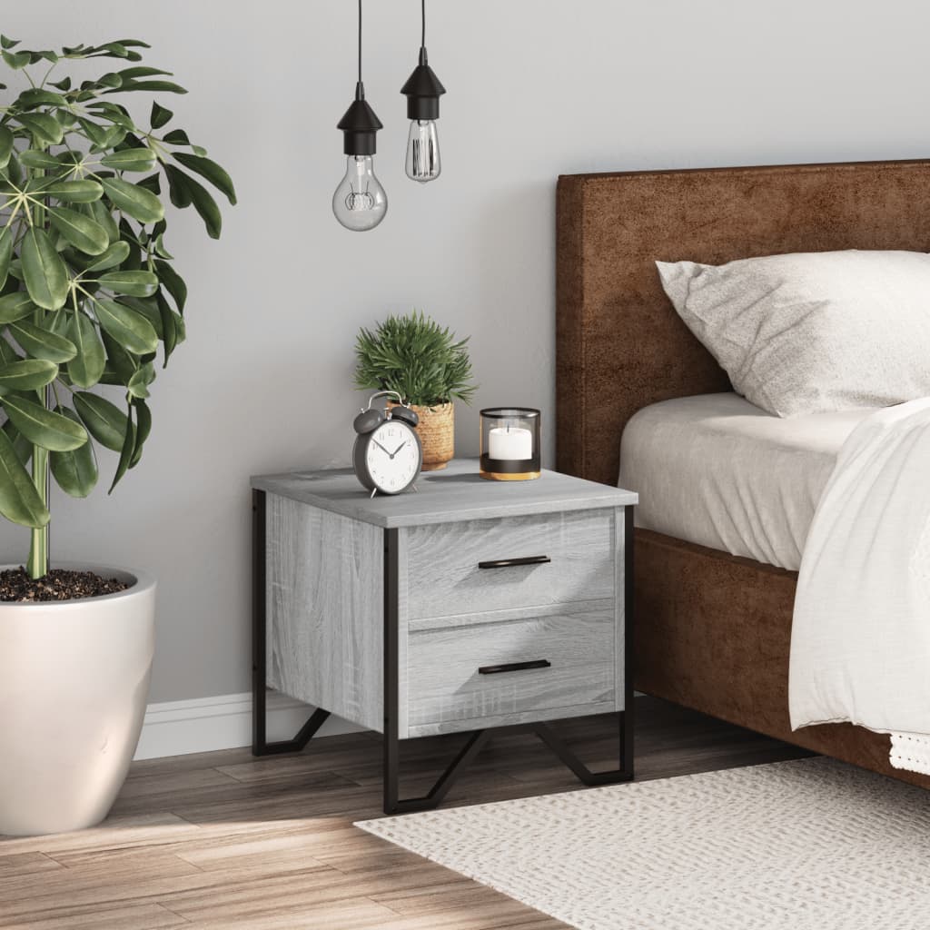 Grey Sonoma Engineered Wood Bedside Cabinet 40x41x40 cm